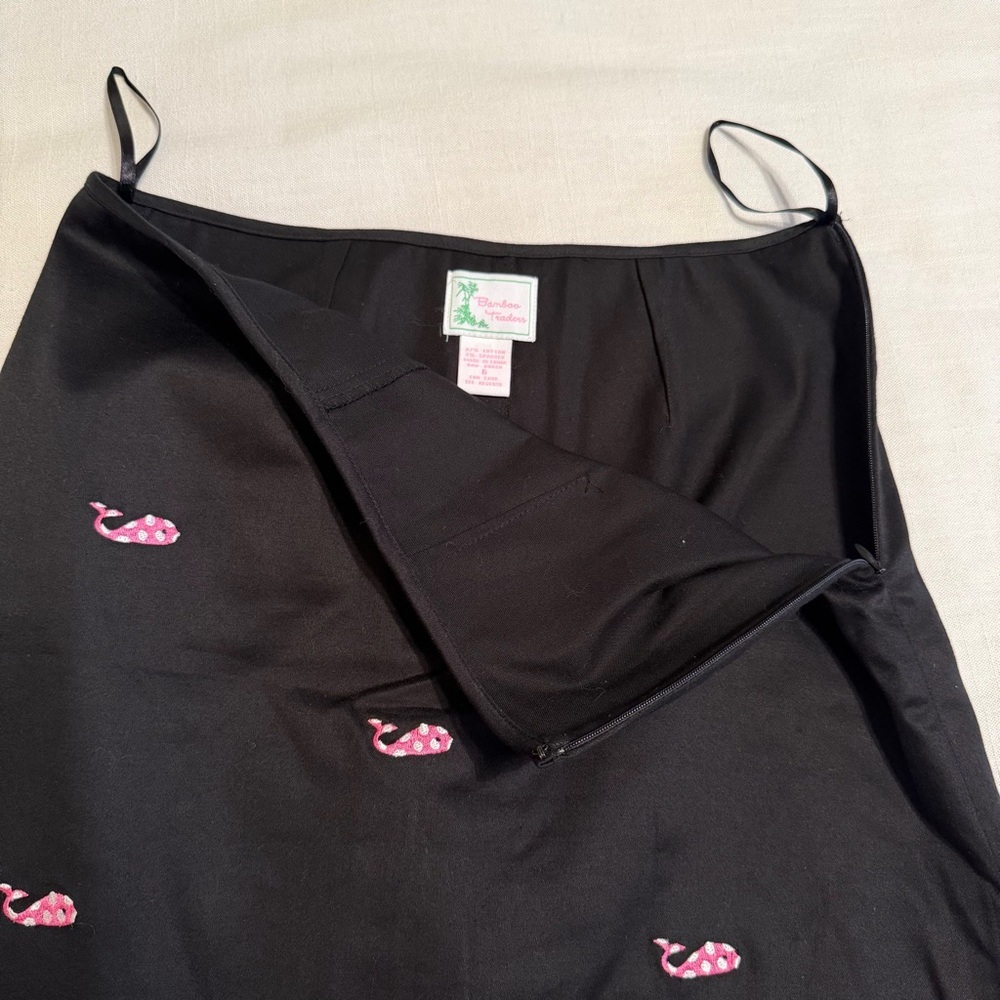 Bamboo Traders Skort Womens 6 Black Whale Embroidered Polka Dot Nautical Preppy - Picture 4 of 8
